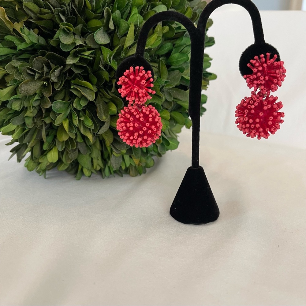 Burgundy Beaded Drop Earrings